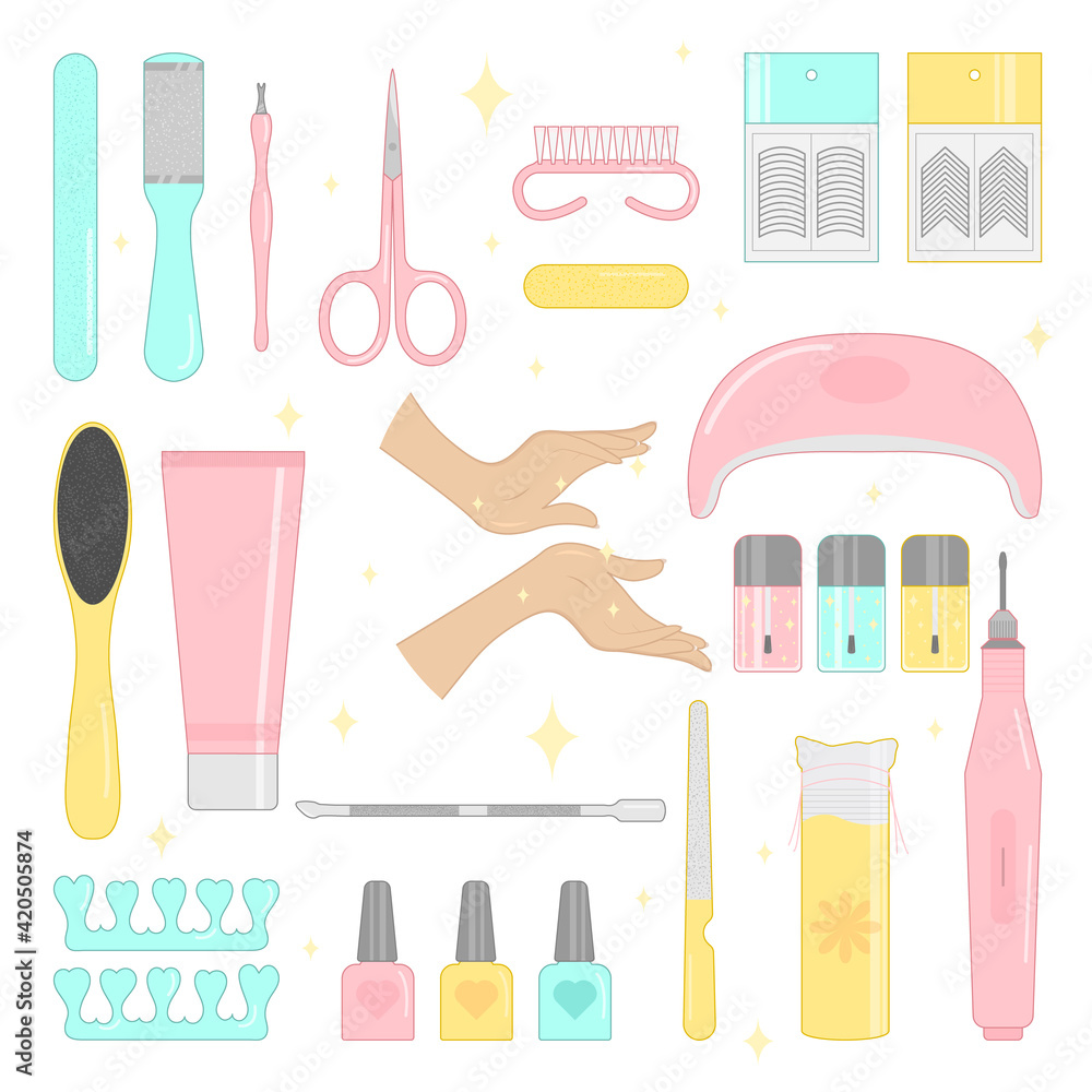 Manicure tools. Vector illustrator. Manicure tools. Vector illustrator.