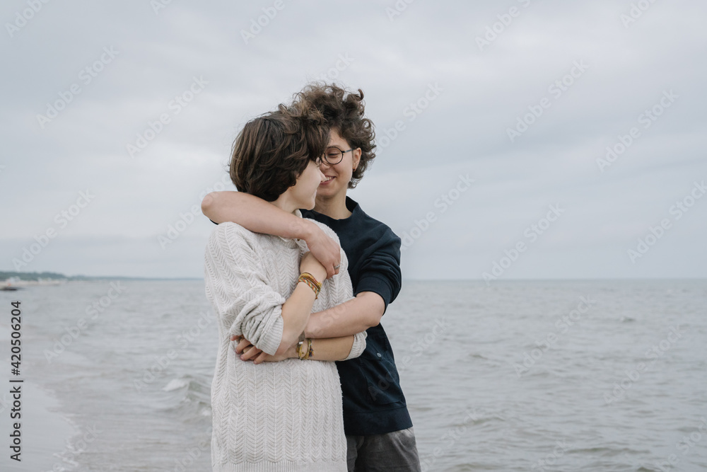 Couple Holding Each Other In The Beach Couple Holding Each Other In The Beach