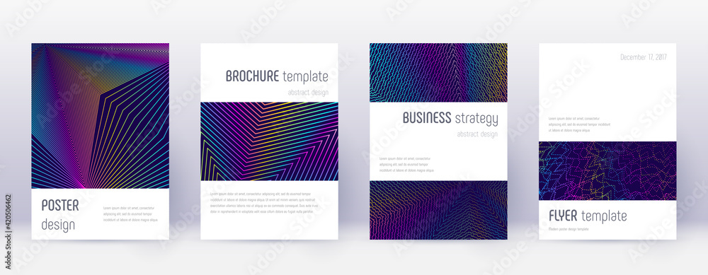 Art business card. Abstract lines modern brochure template. Vibrant gradients geometry on vibrant gradients background. Alluring cover, brochure, poster, book etc.