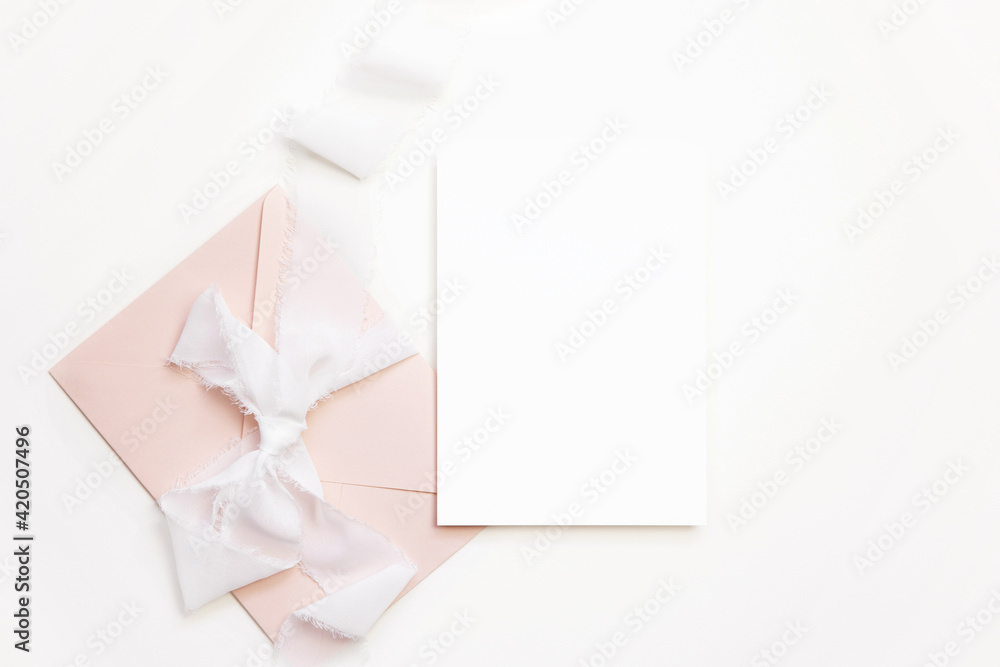 Mockup card 5x7 with pink envelope Mockup card 5x7 with pink envelope