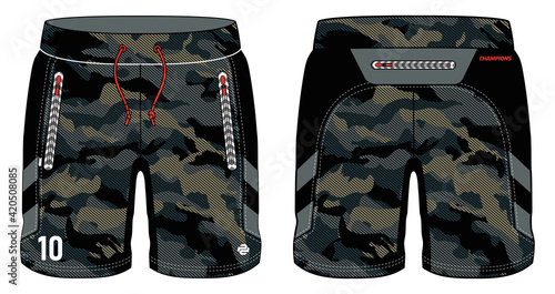 Sport Shorts design concept vector template, Football shorts concept with front and back view for Soccer, basketball, Volleyball, Rugby, tennis, badminton and running active wear shorts design.