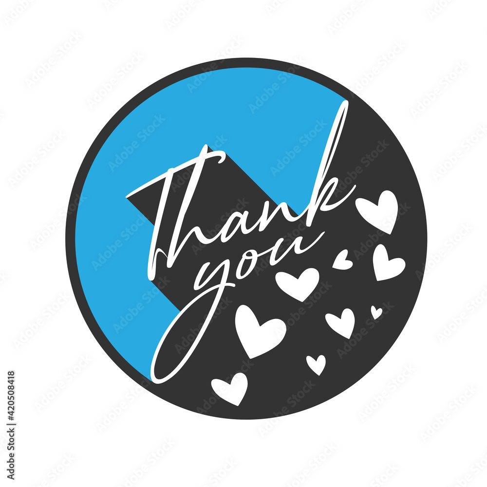 round THANK YOU sticker or label with hearts isolated on white background, vector illustration round THANK YOU sticker or label with hearts isolated on white background, vector illustration