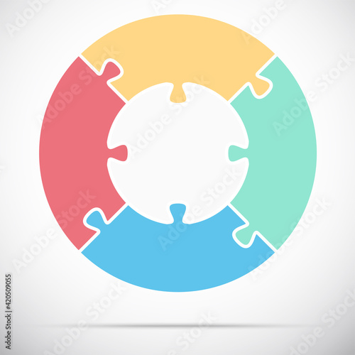 round puzzle, white base with 4 options
