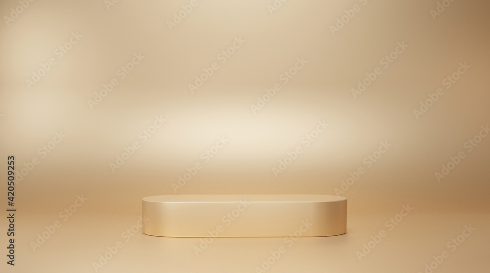3D rendering gold color background with geometric shapes, pedestal on one floors, circle Curved for platform background product presentation, stand, promotion, sale 3D rendering gold color background with geometric shapes, pedestal on one floors, circle Curved for platform background product presentation, stand, promotion, sale