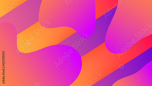 Gradient Layout. Wavy Futuristic Cover. Geometric Poster. Violet Memphis Banner. Abstract Texture. Cool Landing Page. Trendy Frame. Horizontal Template. Violet Gradient Layout