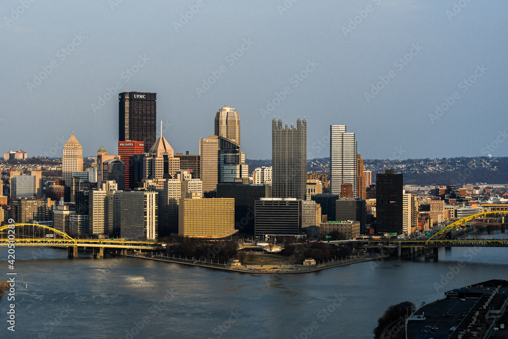 A view of Downtown Pittsburgh from the West End Overlook about 45 minutes from sunset.