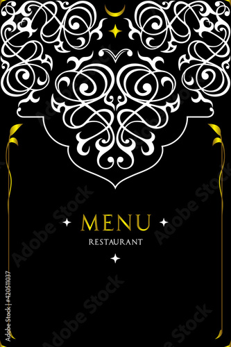 Menu cover design for oriental restaurant.