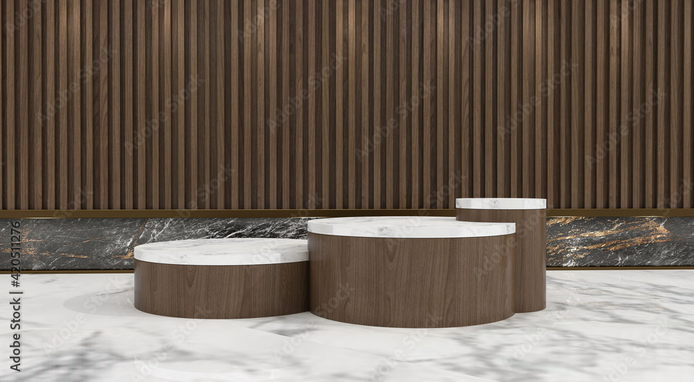 Abstract minimal scene with geometric forms. show cosmetic product, Podium, stage pedestal or platform. 3D wooden podium display with leaf shadow. 3d render Abstract minimal scene with geometric forms. show cosmetic product, Podium, stage pedestal or platform. 3D wooden podium display with leaf shadow. 3d render
