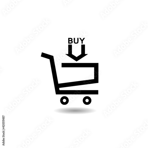 Shopping cart icon with shadow