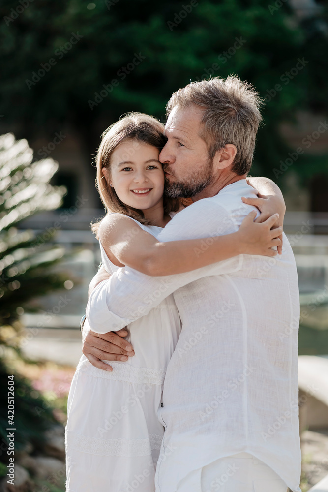 Man and his daughter outdoor Man and his daughter outdoor