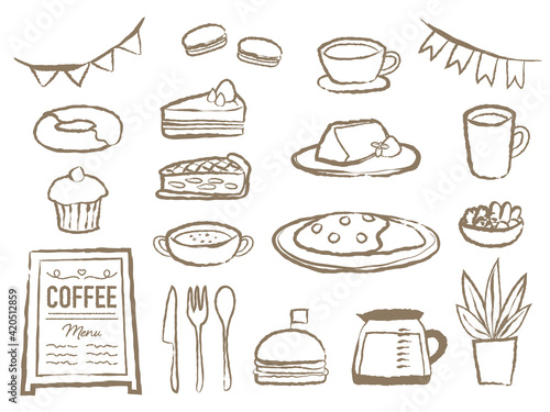 illustration set of cafe menu