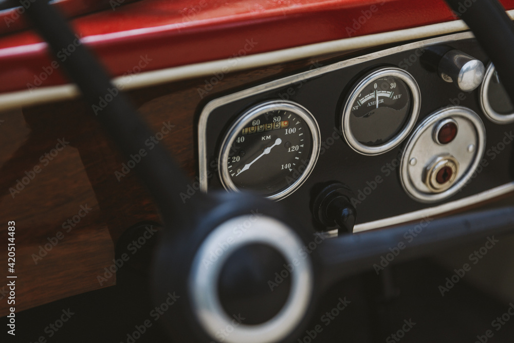 Restored salon of old car Restored salon of old car