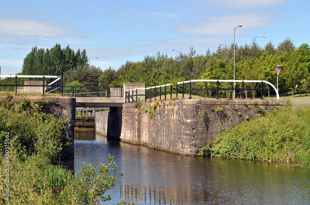 Stone Walls and Waters of Canal Lock on Forth & Clyde Canal Stone Walls and Waters of Canal Lock on Forth & Clyde Canal