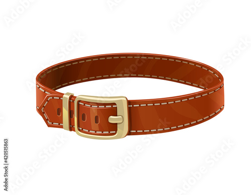 Leather belt. Clothes accessory. Isolated on white background. Eps10 vector illustration.