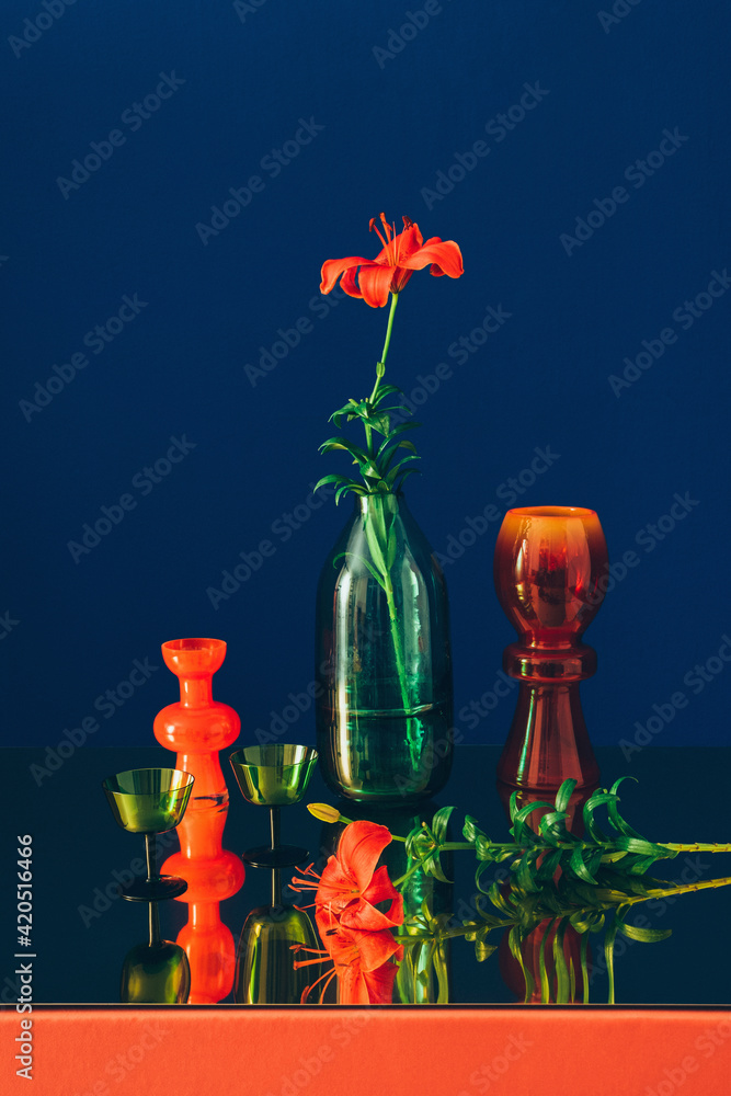 © Audrey Shtecinjo/Stocksy - Still Life Study/Stylish Transparent Colored Glass Objects /