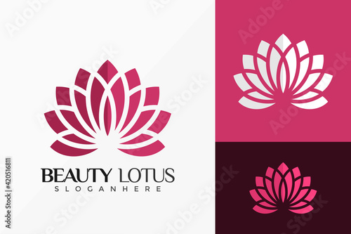 Flower Beauty Lotus Logo Vector Design. Abstract emblem  designs concept  logos  logotype element for template.