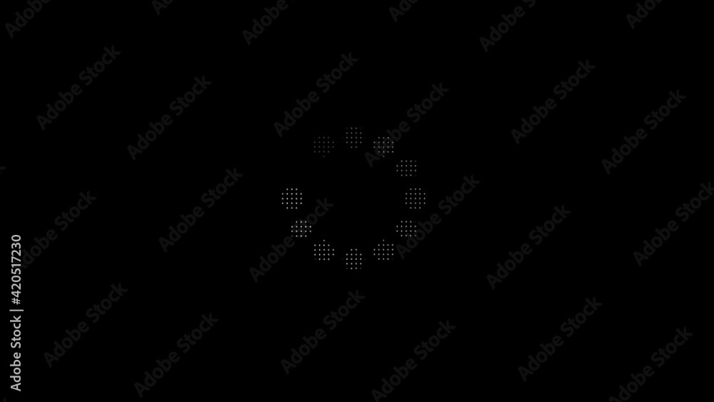 Loading circle icon animation on black background. 4K clip with alpha channel. Loading circle icon animation on black background. 4K clip with alpha channel.