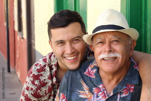 Картината върху платно Single Hispanic mature father with only one adult son