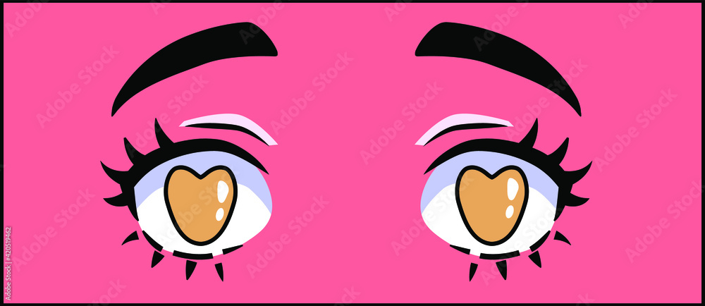 Face with big cartoon anime eyes. Vaporwave style print for poster, cover of t-shirt. Face with big cartoon anime eyes. Vaporwave style print for poster, cover of t-shirt.