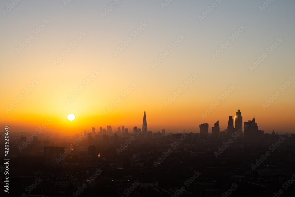 mild sunset London skyline