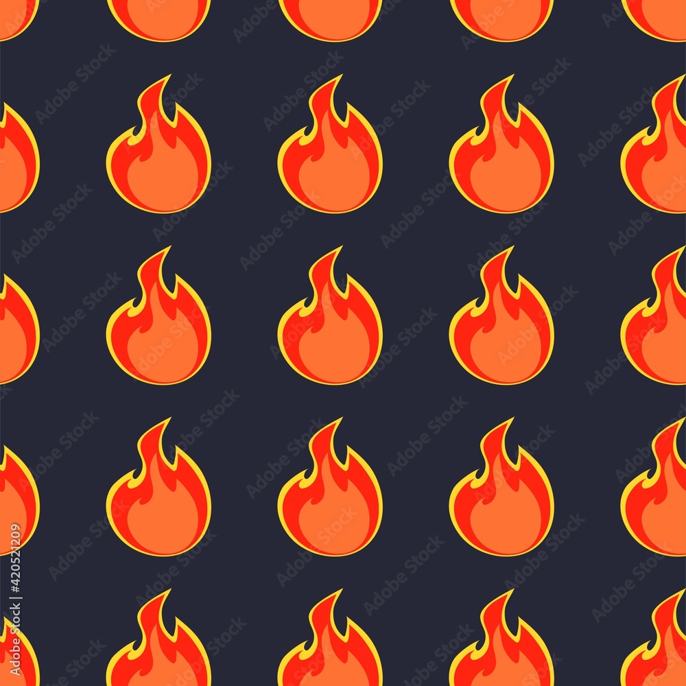 Seamless pattern with the image of fire. Funny print for a t-shirt. Design for textiles, paper, decor, gadget cases. Seamless pattern with the image of fire. Funny print for a t-shirt. Design for textiles, paper, decor, gadget cases.