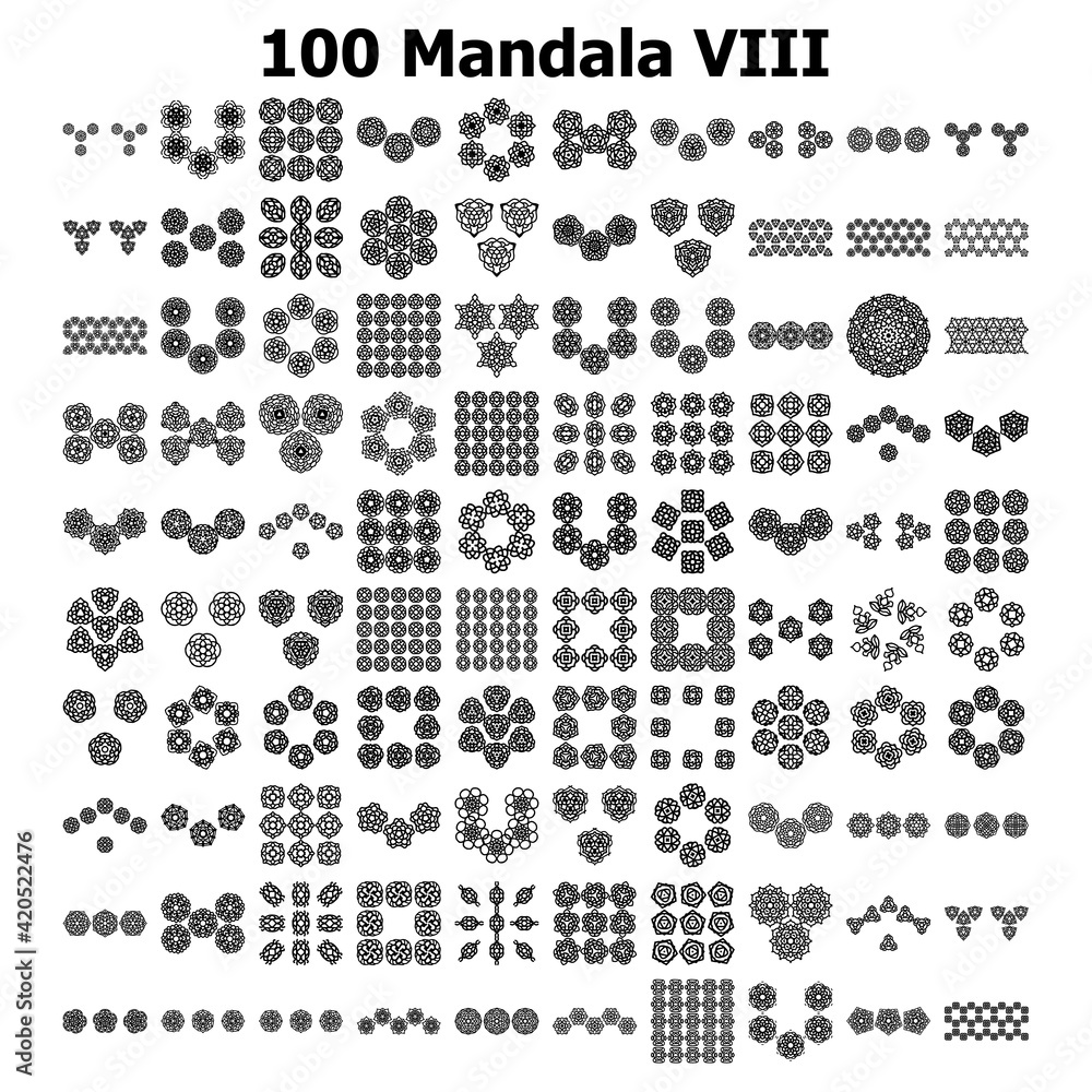 various mandala collections - 100. Ethnic Mandala ornament. Round pattern set. various mandala collections - 100. Ethnic Mandala ornament. Round pattern set.