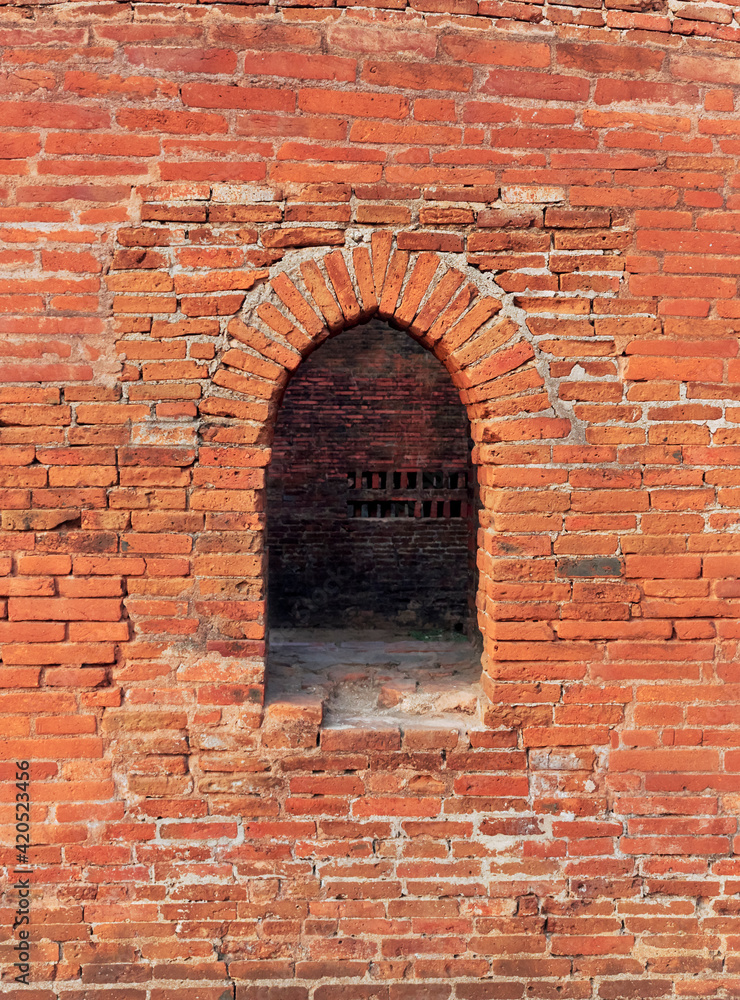 Red brick walled structure inside Madan Mohan temple perimeter, a famous terracotta temple at Bishnupur