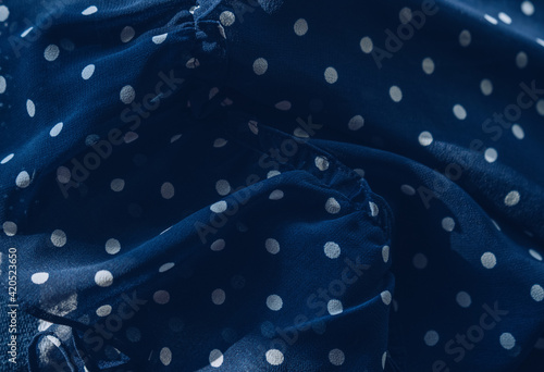 dotted textile of dress close up view