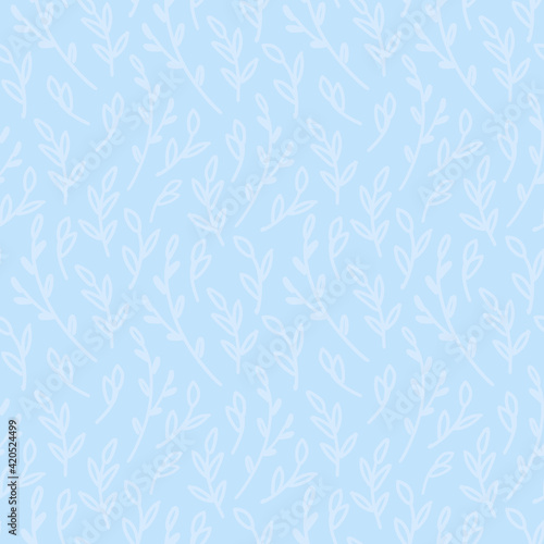 Seamless vector ornament of spring branches. Nuanced ornaments in blue tones for backgrounds  wrapping paper  textiles
