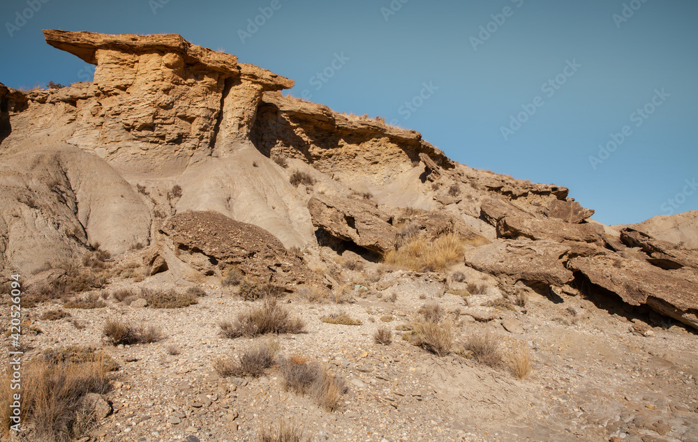 Mediterranean geological landscape in the Tabernas Desert Spain