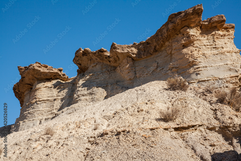 Mediterranean geological landscape in the Tabernas Desert Spain Andalusia Europa Nature Travel