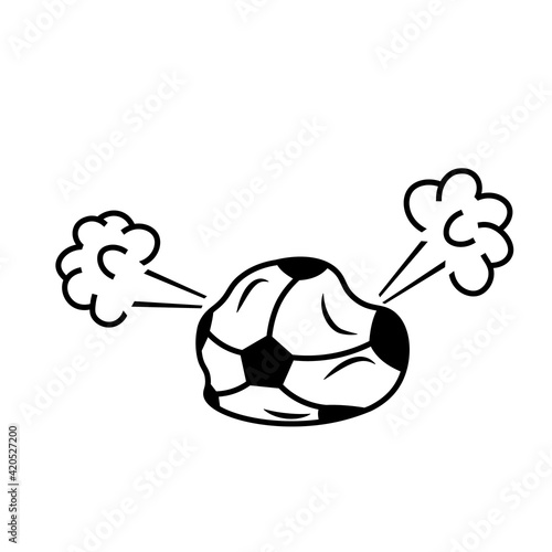 Deflated soccer ball icon . Clipart image isolated on white background