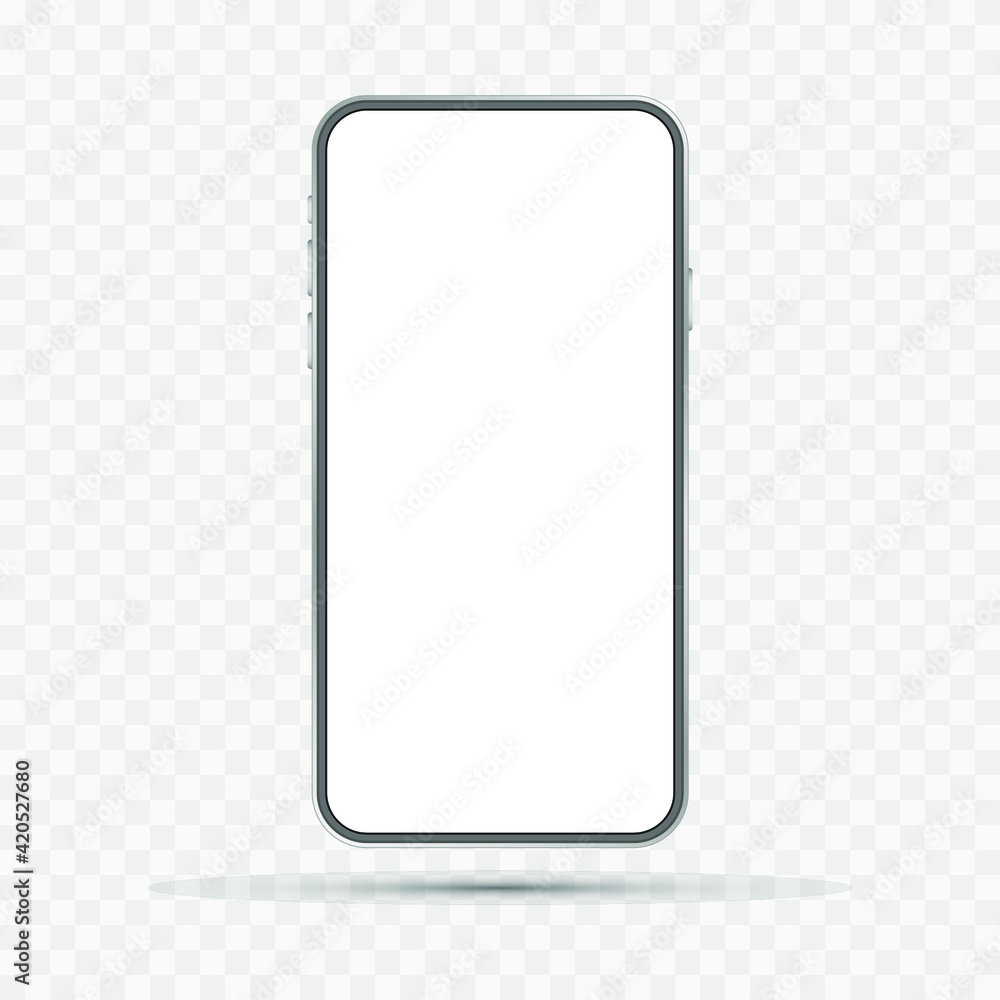 Smartphone mockup with blank white screen. Realistic vector trendy frameless smart phone, cellphone isolated.
Smartphone mockup with blank white screen. Realistic vector trendy frameless smart phone, cellphone isolated.