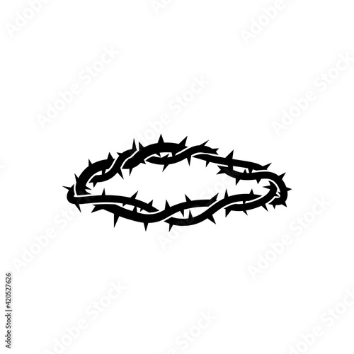 Thorn crown glyph icon. Clipart image isolated on white background