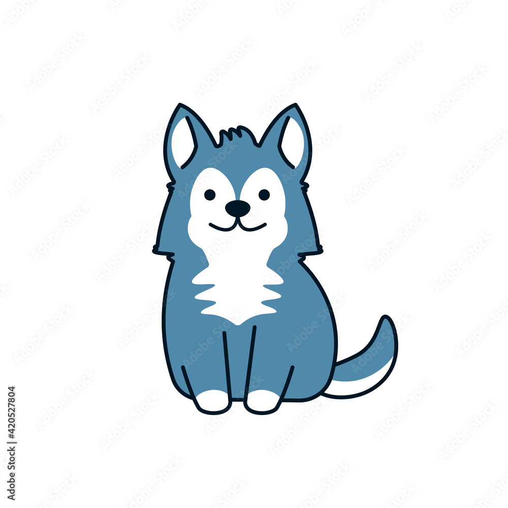 Naklejka premium Cartoon Husky icon. Clipart image isolated on white background