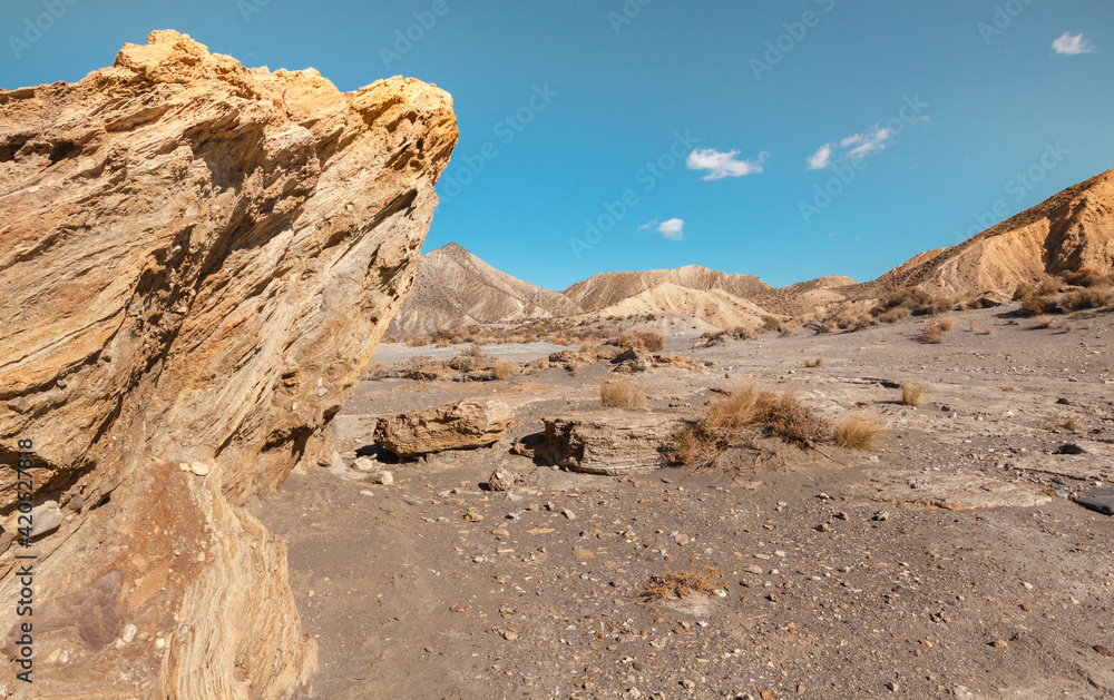 Rocky Landscape in the Tabernas Desert  Almeria Spain