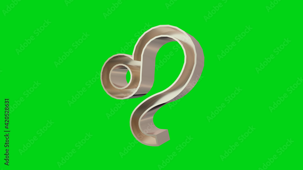 Golden Leo. Lion Astrological Zodiac sign on a green screen. 3d rendering Golden Leo. Lion Astrological Zodiac sign on a green screen. 3d rendering
