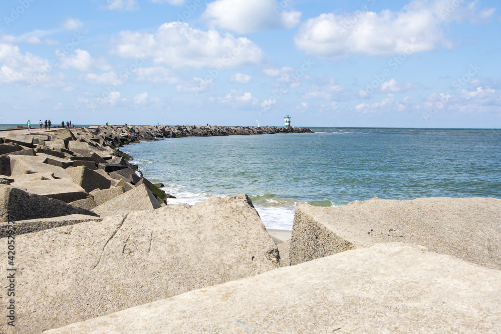 Dutch sea dike with heavy square blocks