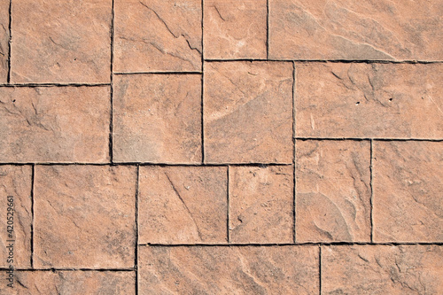 stamped concrete pavement, slate stone tile on cement stones pattern