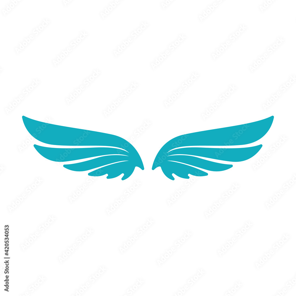blue wings logo symbol icon vector illustration template on white background . 