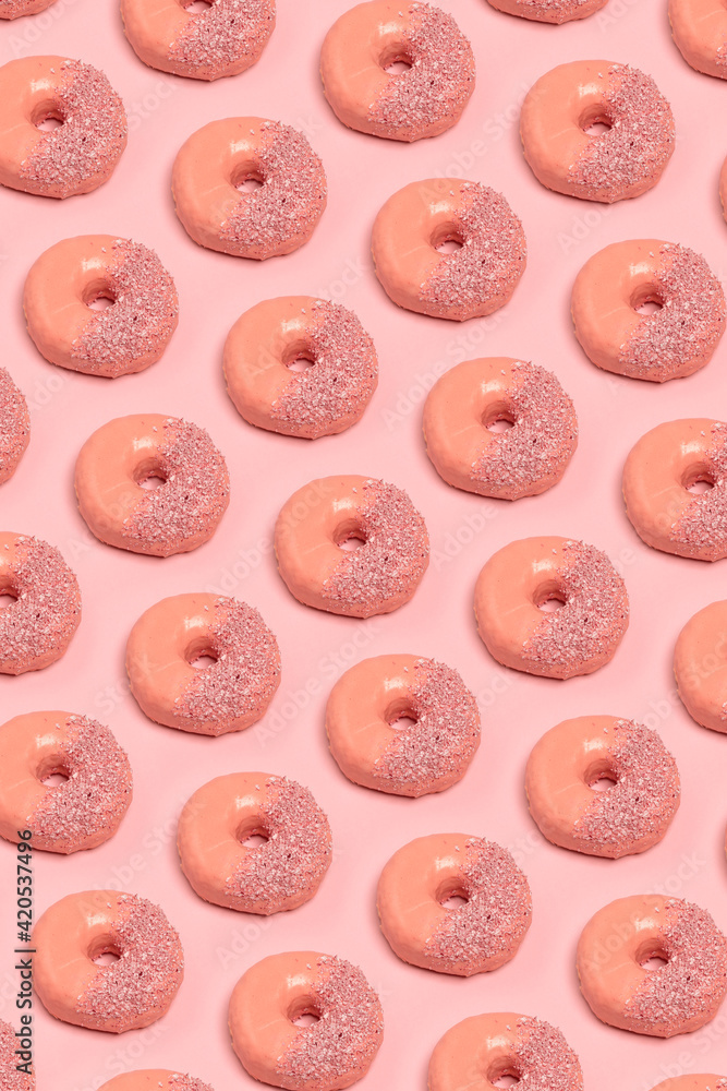 Homemade pink glazed donuts