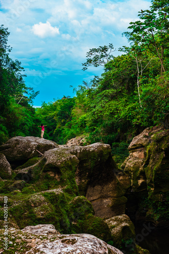Mandiyaco canyon in the Colombian amazonian with man