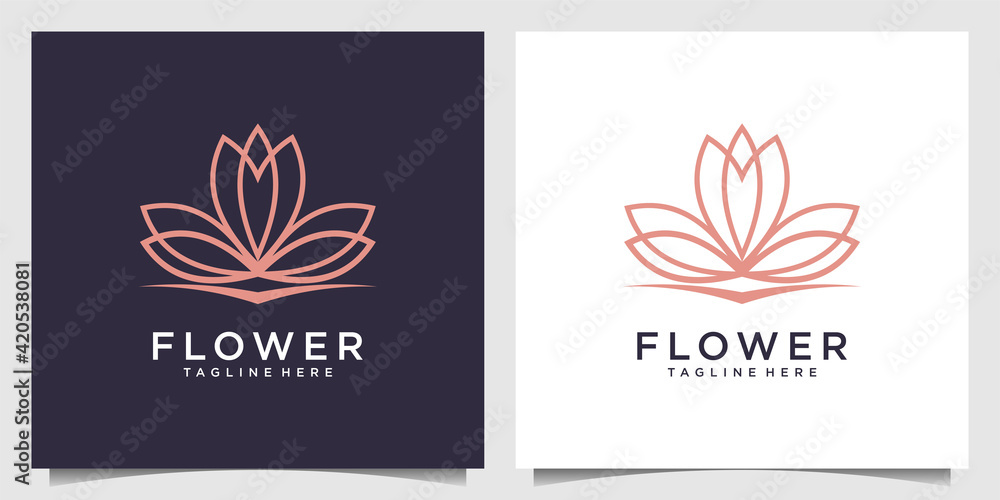 Simple and elegant flower logo design line art with creative concept Simple and elegant flower logo design line art with creative concept