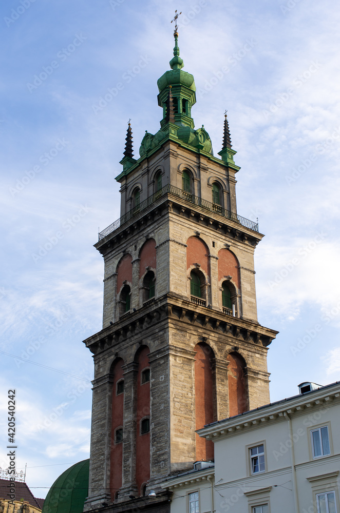 Church tower in Lviv, Ukraine