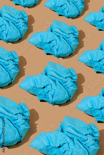 balls of blue paper
