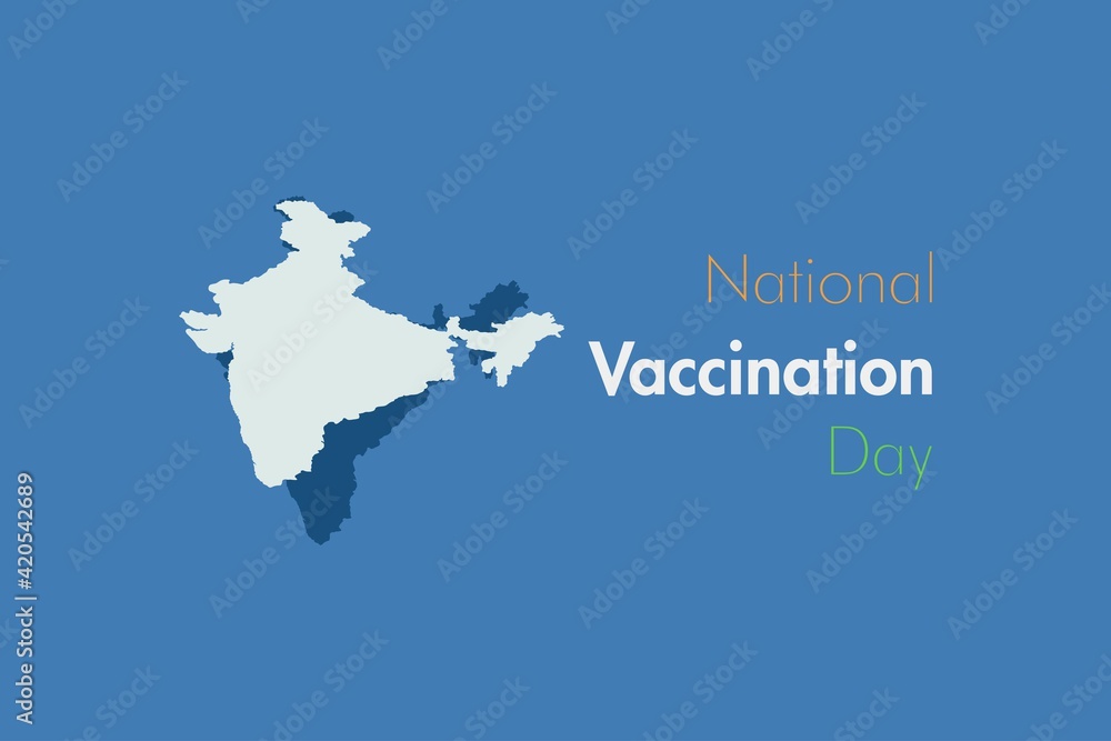 National Vaccination day vector design. Indian map, vaccine, and syringe sign. Covid-19 awareness background 