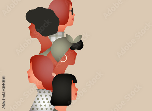 Diverse woman face community together isolated