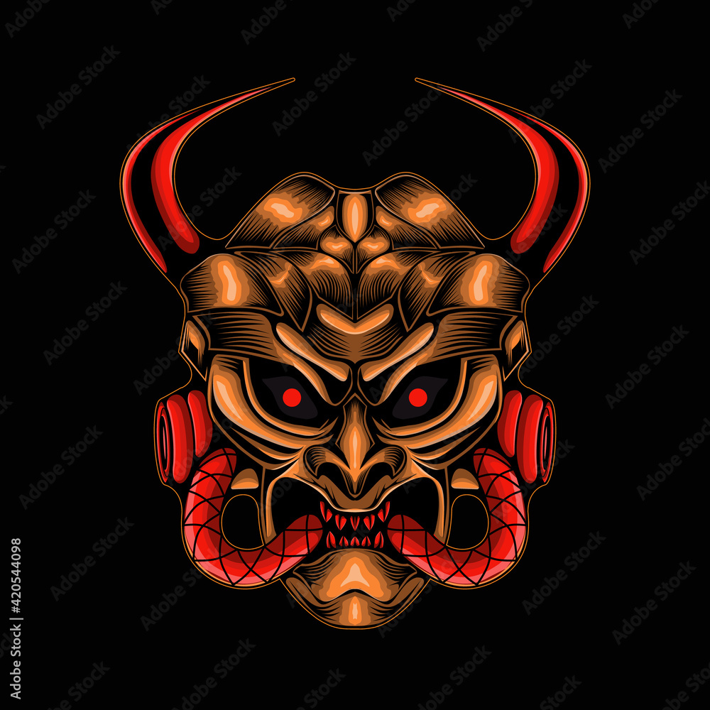 Illustration Mecha devil skull