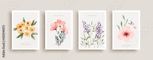 Watercolor flower art gift poster collection