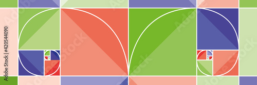 The Golden Ratio (Divine Proportion) and the golden Spiral. Building a spiral. Vector Background.